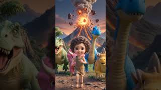 Cute Dinosaurs Run from Volcano!Dinosaur Cartoon for Kids #dinosaurworld #adventurekids #kidsshorts