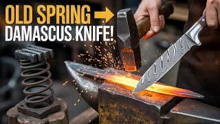 Forging a Damascus Knife from an Old Leaf Spring