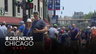 Cubs fans try to stay cool at Wrigley Field