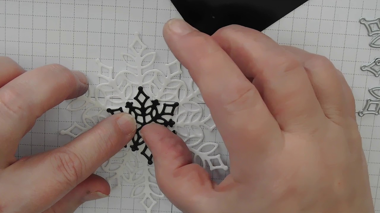 Christmas card using snowfall thinlits dies Black and White