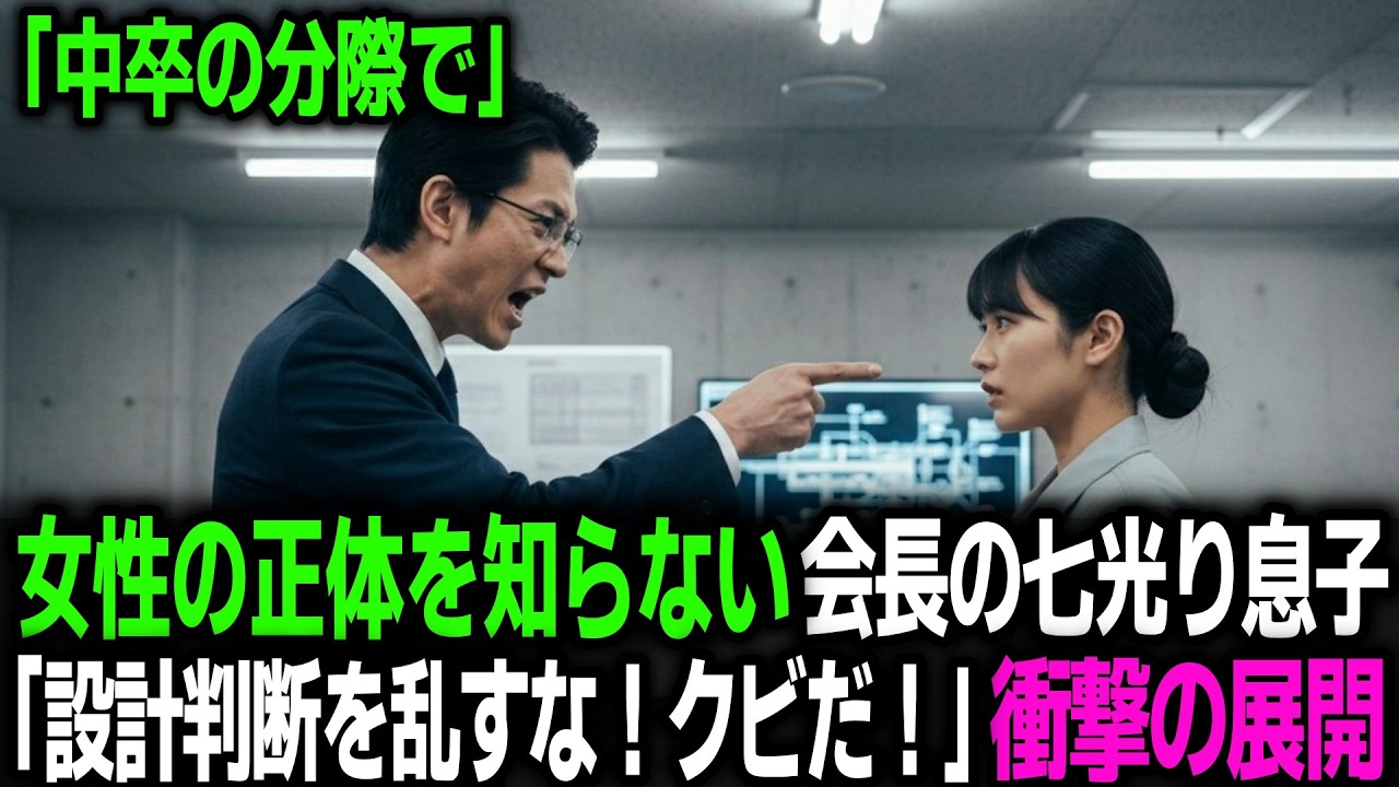 中卒はクビ。女性の正体を知らない会長の七光り息子。「わかりました」想像を絶する展開に…