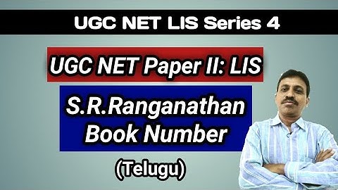 Book Number by S.R. Ranganathan I UGC NET Paper II: LIS I In Telugu