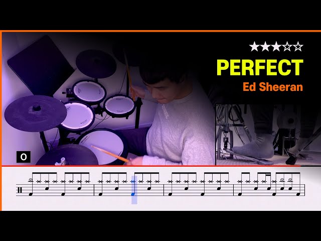 [Lv.11] Ed Sheeran - Perfect (★★★☆☆) Pop Drum Cover with Sheet Music class=