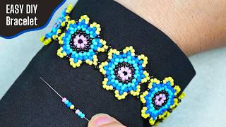 DIY Retro Flower Bracelet 🌼 Easy Seed Bead Pattern for Beginners!