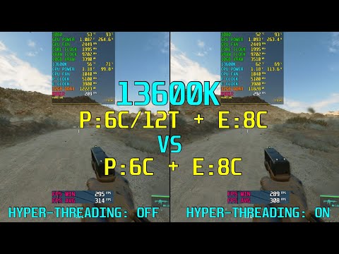13600K / 14600K: Hyper-Threading On vs Off (1080P - Low / DLSS: 19 GAMES )