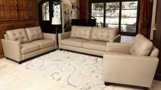 Abbyson Living - Beige Leather Sofa Set