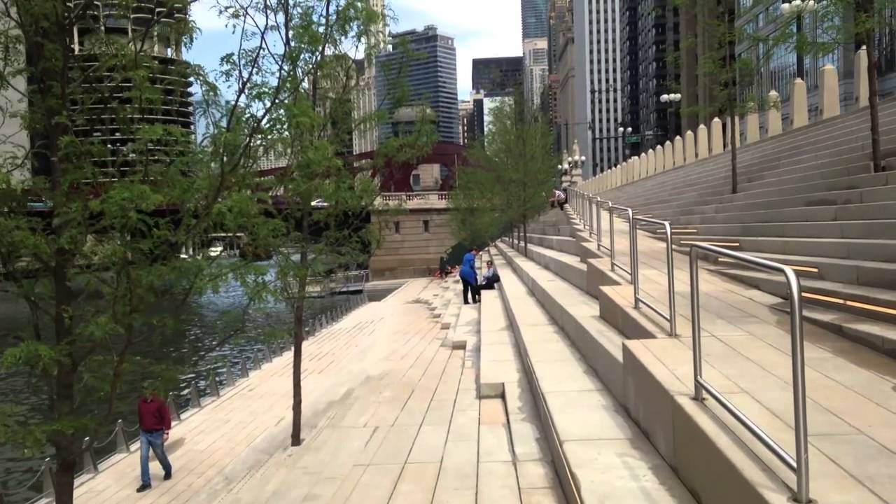 Biking down the ramp at the Chicago Riverwalk's River Theater YouTube
