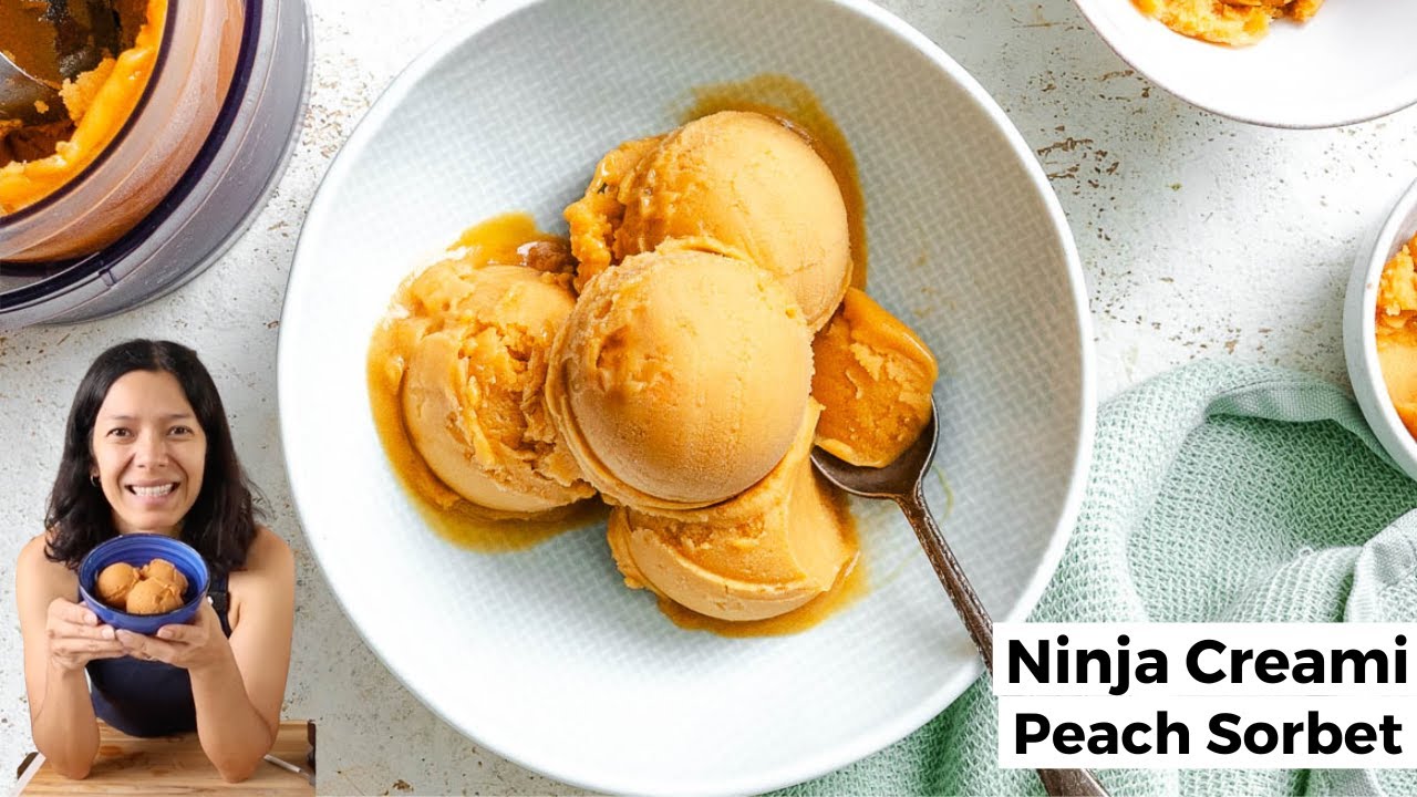 Ninja Creami Peach Sorbet (Fresh or Canned) - Food Sharing Vegan