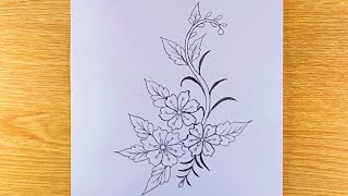 Flower design drawing pencil | Flower embroidery design | Floral designs drawing