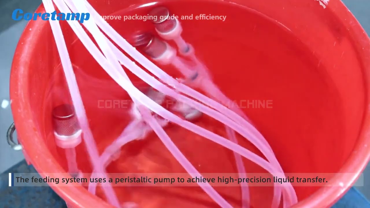 Five track multi lane packing machine for liquid sauce LC-500B, Coretamp Packaging