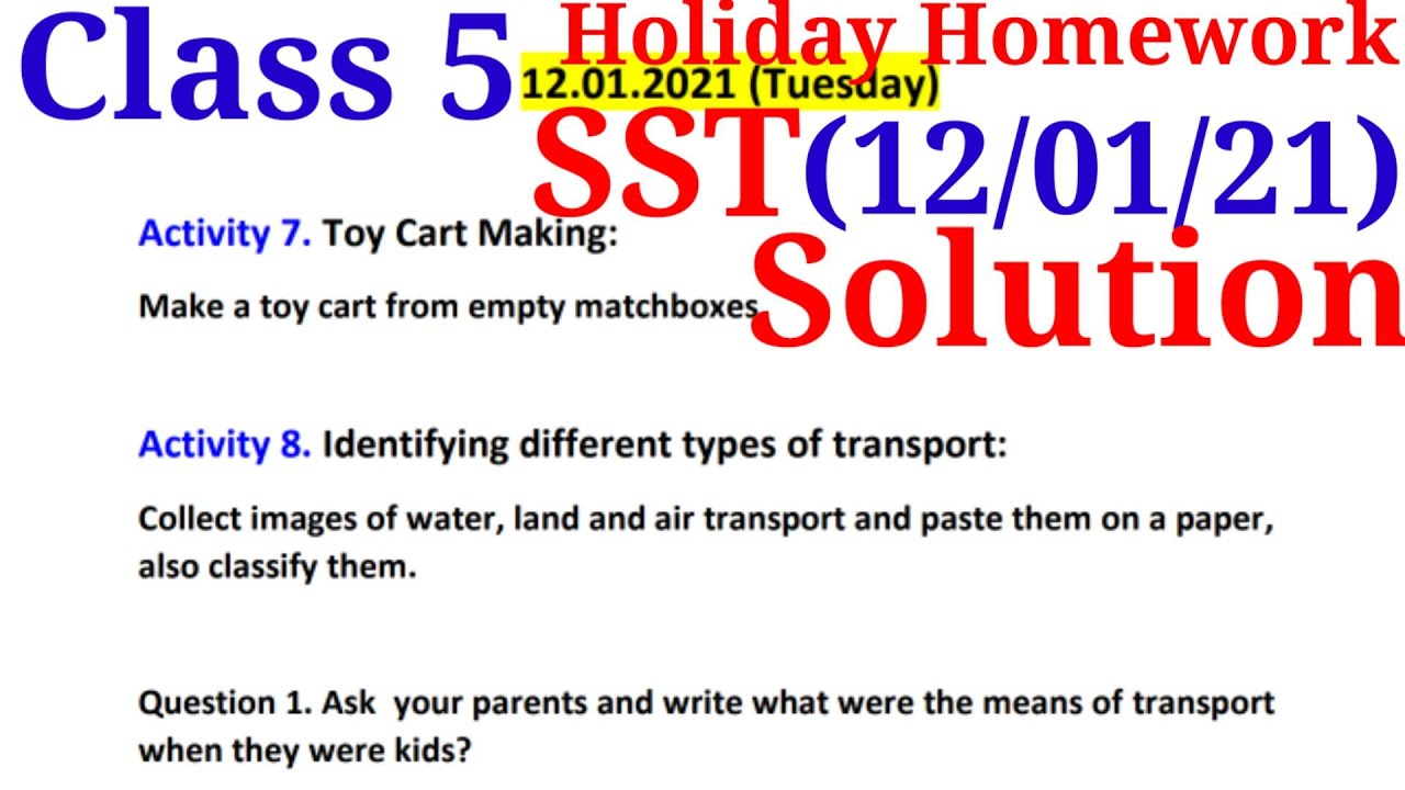 class 5 sst holiday homework