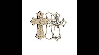Files for laser Light Cross He is risen, Easter decor, multi Layered Ornament, flower pattern, Jesus