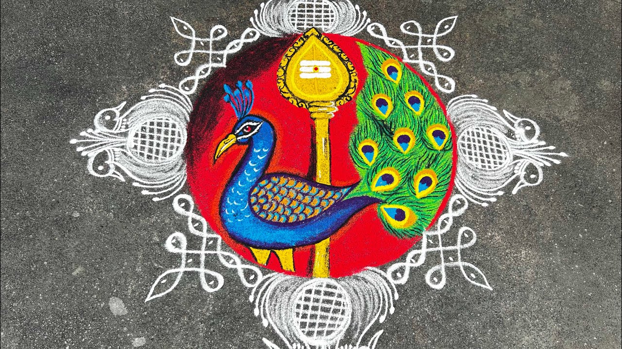 தை கார்த்திகை ஸ்பெஷல் ரங்கோலி 🦚peacock rangoli#peacock drawing#rangoli#kolam#muggulu#art#ytvideo#