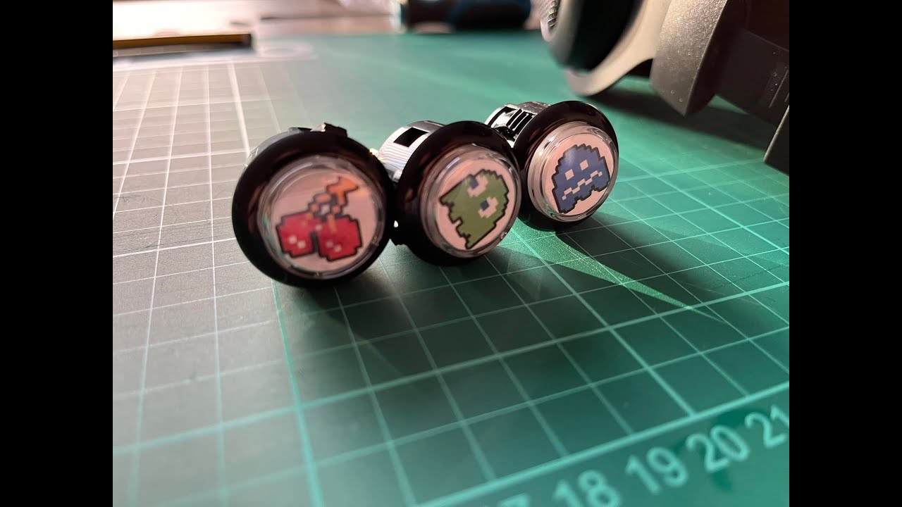 Cutting/Applying Artwork into 24mm Sanwa Translucent Buttons - YouTube
