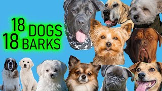 Dogs Barking compilation . 18 different dogs, 18 different barks