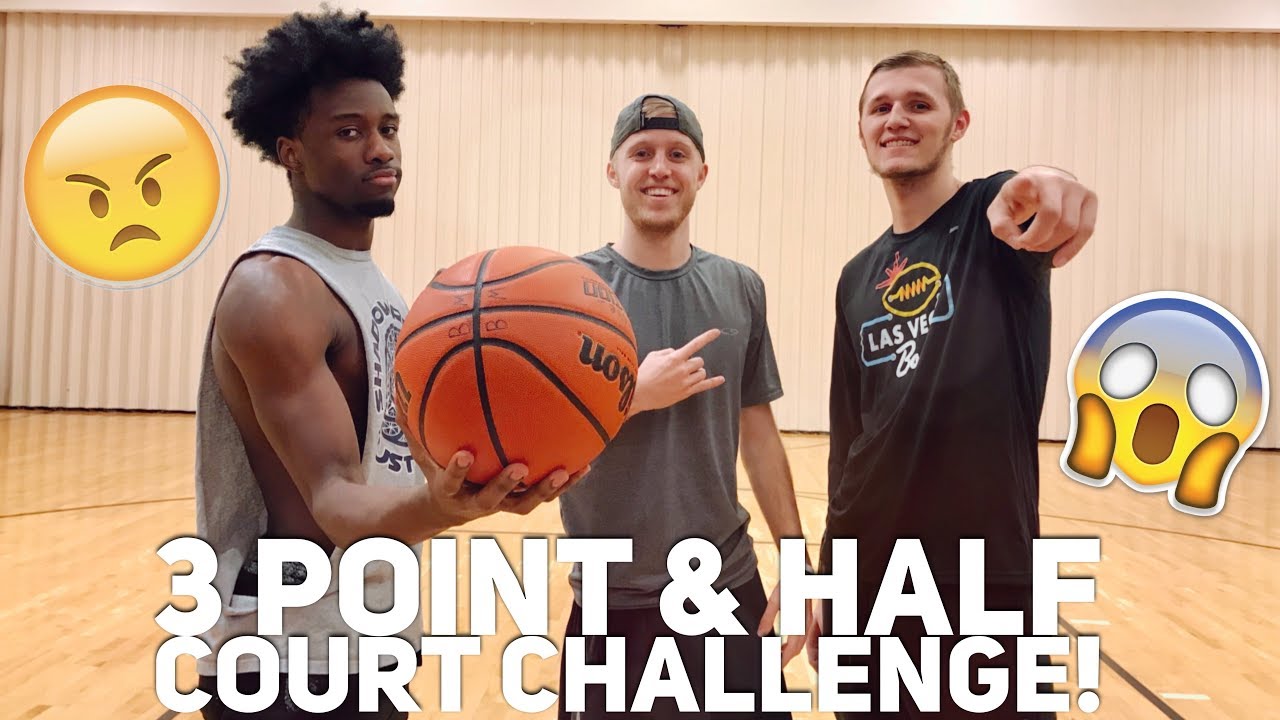 3 Point & Half Court Challenge vs TWO COLLEGE BASKETBALL PLAYERS!!