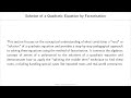 Solution of a Quadratic Equation by Factorisation