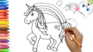 الرسم والتلوين للأطفال |  كيفية رسم آحادي القرن حيوان خرافي مع ميمي | الرسم للأطفال