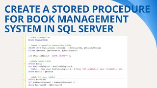 76 Create a stored procedure for book management system in sql server