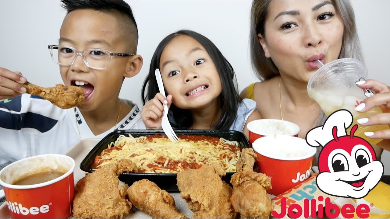 Delicious JOLLIBEE Chicken & Spaghetti | Mukbang | N.E Let's Eat - YouTube