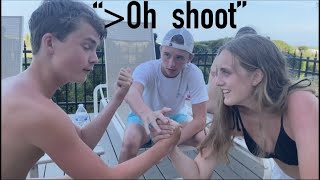 WEAK BOY vs SOCCER GIRL*beach arm wrestling 2)