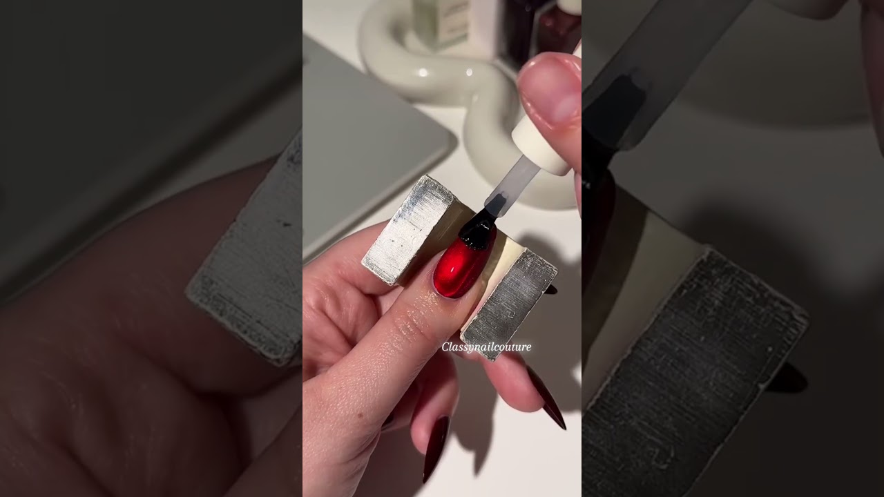 How to create Cherry🍒 velvet nails. 