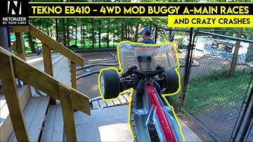 CRAZY CRASHES! Tekno EB410 4WD Buggy A-MAIN RACES - 2018 Points Series Round 6 - Netcruzer RC
