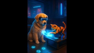 AI Pets in Action: Golden Retriever & Robot Cat Take Over the Living Room!"