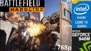 Battlefield Hardline on HP Pavilion 15-ab032TX, High Setting 768p, Core i5 5200u + Nvidia 940m