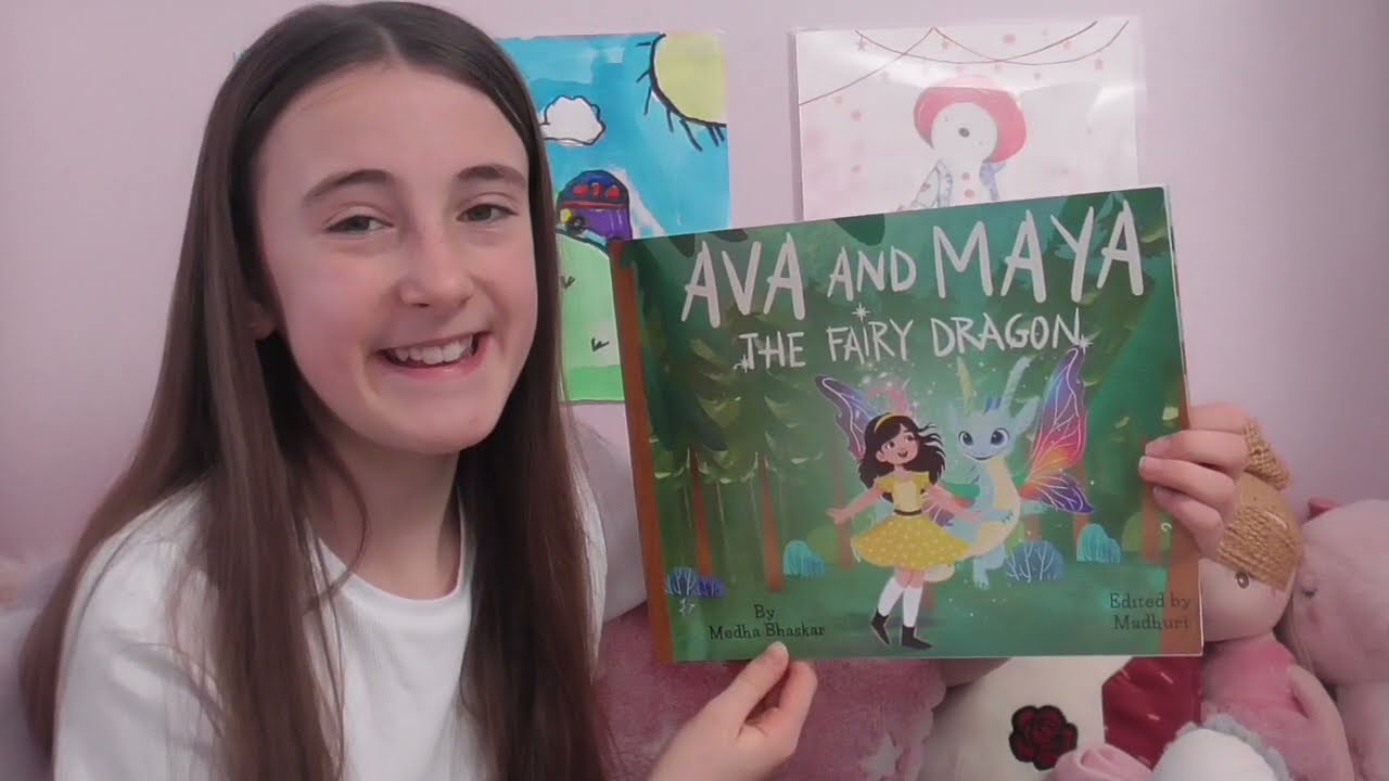 Ruby reads 'Ava And Maya. The Fairy Dragon' written byMedha Bhaskar.