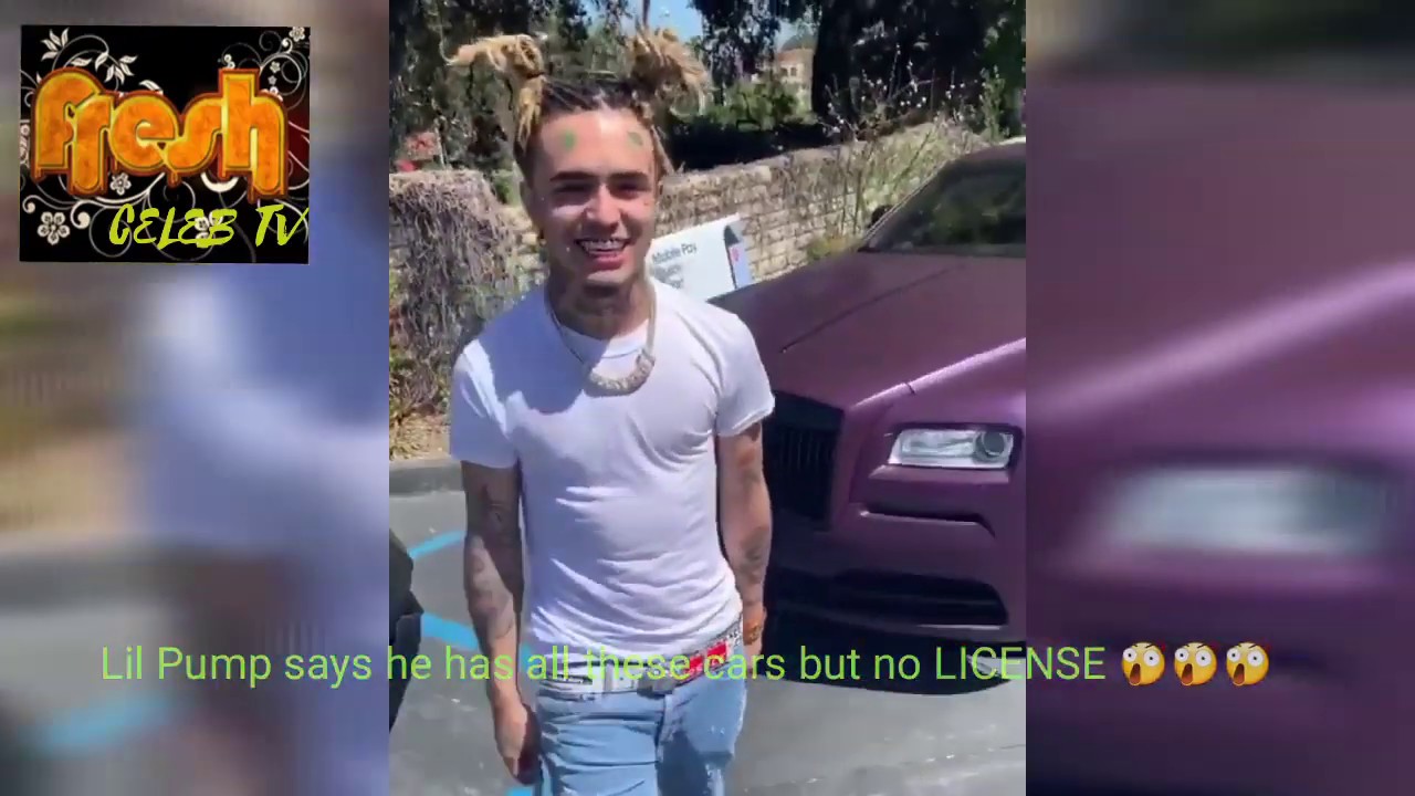 Lil Pump with several cars says he has no DRIVER'S LICENSES😲😲