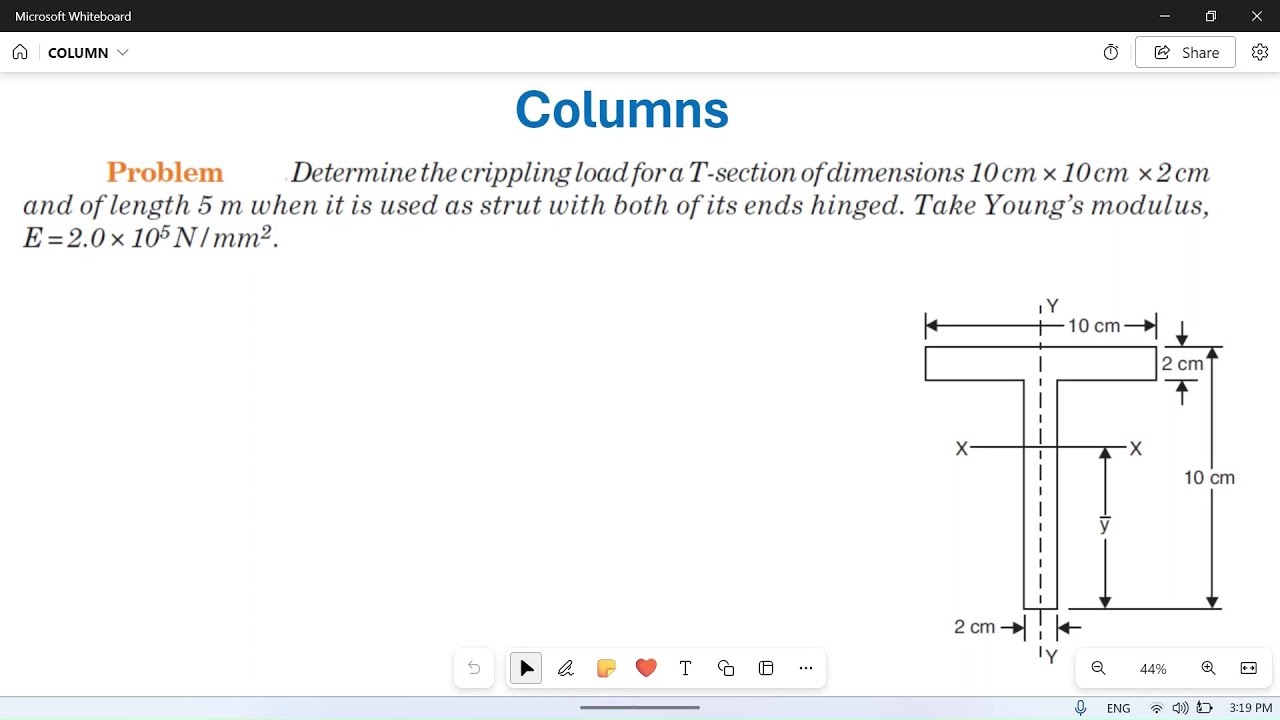 Columns:07//Numerical problem//Crippling load for T section column