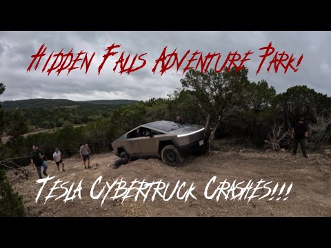 Tesla Cybertruck crashes into tree at Hidden Falls Adventure Park!