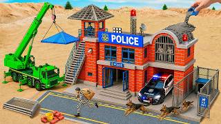 DIY Mini Tractor Builds a 2-Story Fireproof Brick Police Station with K9 Unit