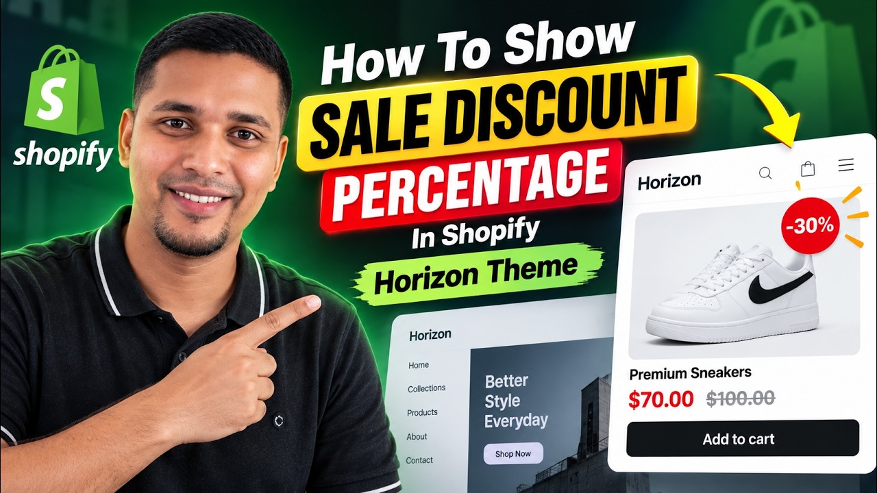 How To Show Sale Discount Percentage In Shopify – Horizon Theme - YouTube