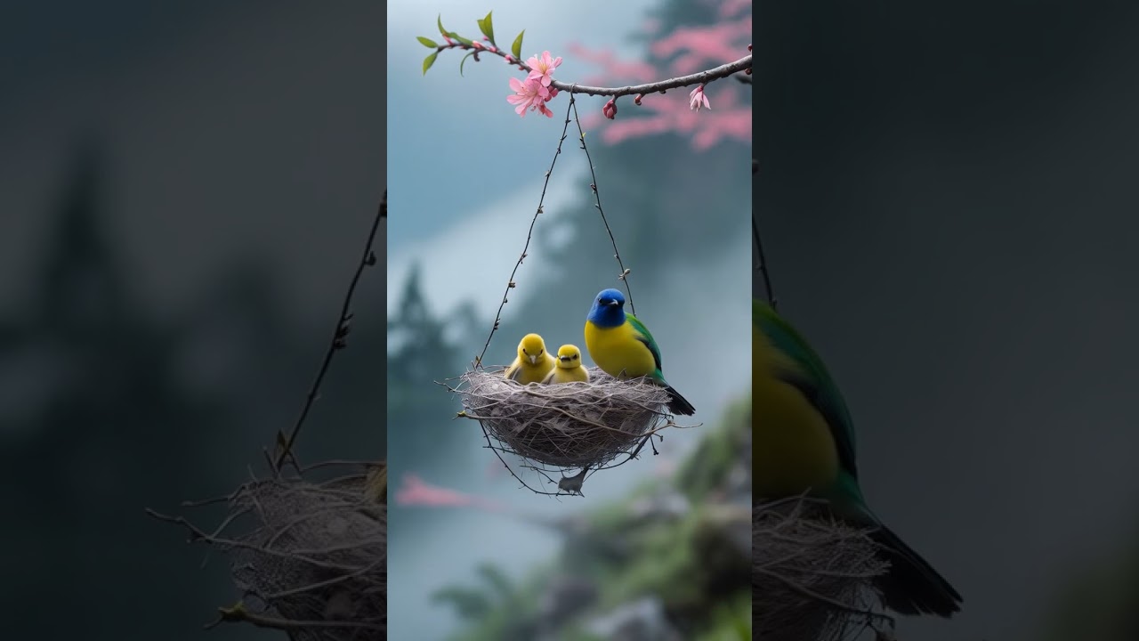 Green-tailed Sunbird Nest on a Misty Mountain Slope 