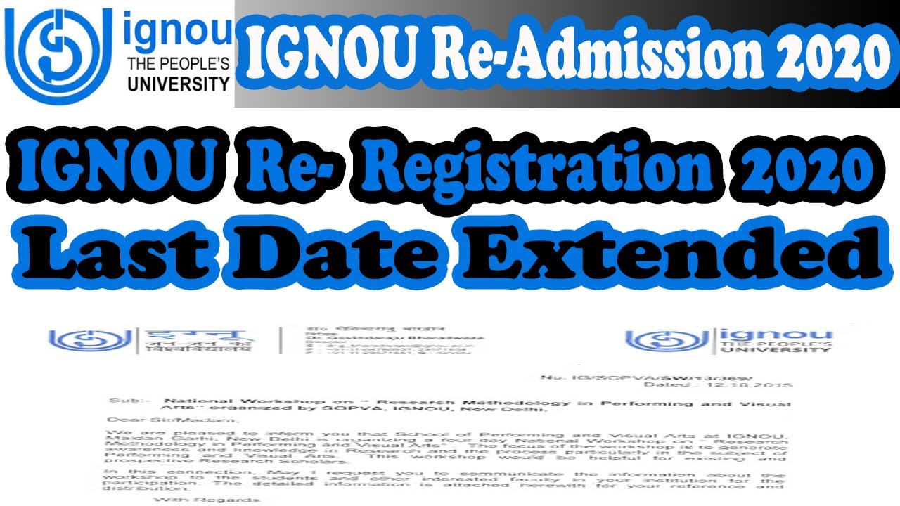 IGNOU Admission 2020 | IGNOU Re-Registration 2020 Last date extended | IGNOU Latest News