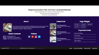 How to Design Responsive Footer Section using HTML and CSS  ( Blog Website Footer)