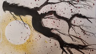 painting splatter techniques blossom cherry easy