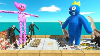 Monsters Bridge Challenge | BLUE Rainbow Friends vs Kissy Missy - Animal Revolt Battle Simulator