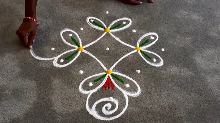 Flowers rangoli || 5 dots rangoli || rangoli designs ||