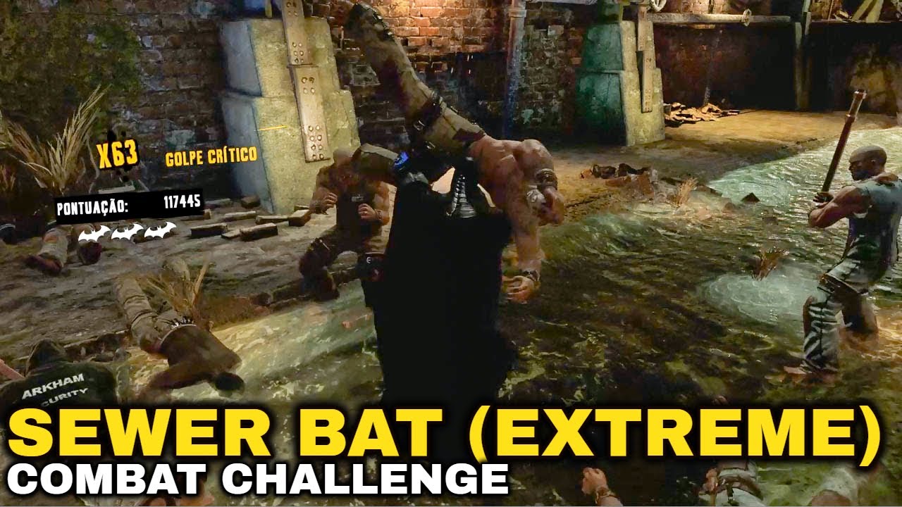 Batman: Return to Arkham Asylum - Sewer Bat (EXTREME) - Combat Challenge