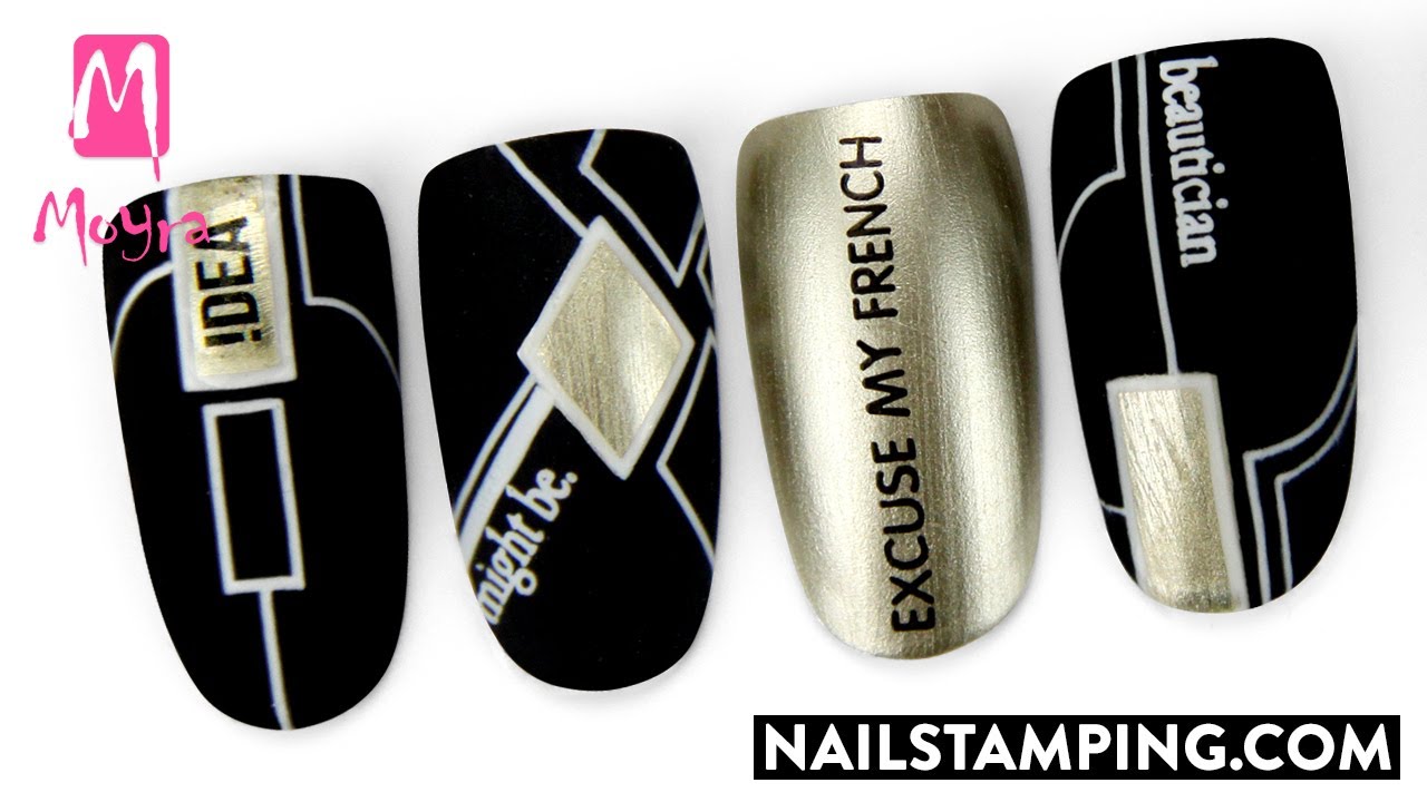 9. Gold and Black Geometric Nail Art - wide 5