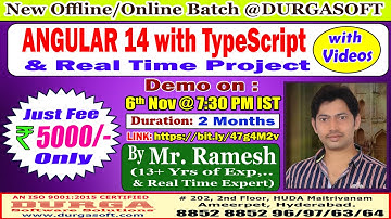 ANGULAR 14 Offline/Online Training @ DURGASOFT