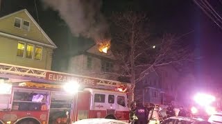 Elizabeth Nj 3rd Alarm Fatal House Fire/Audio Heavily Involved (Flora St) 1-8-`17