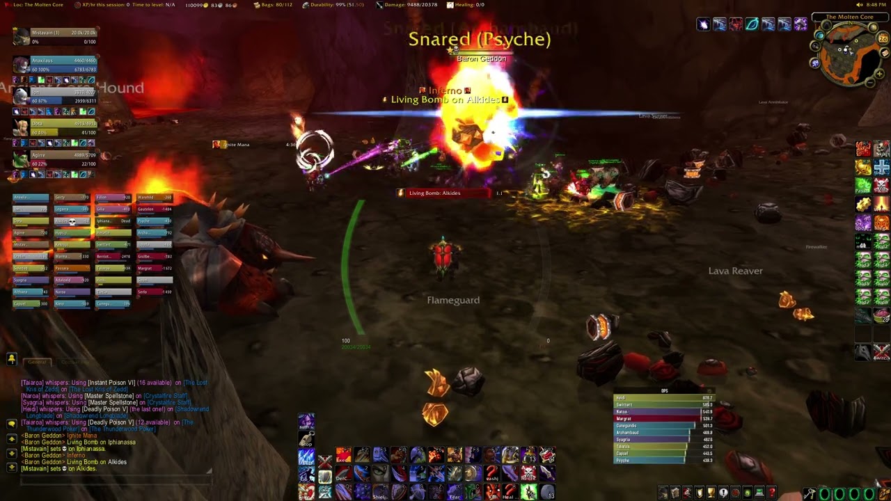 Playerbot test - Baron Geddon Living Bomb & Inferno avoidance