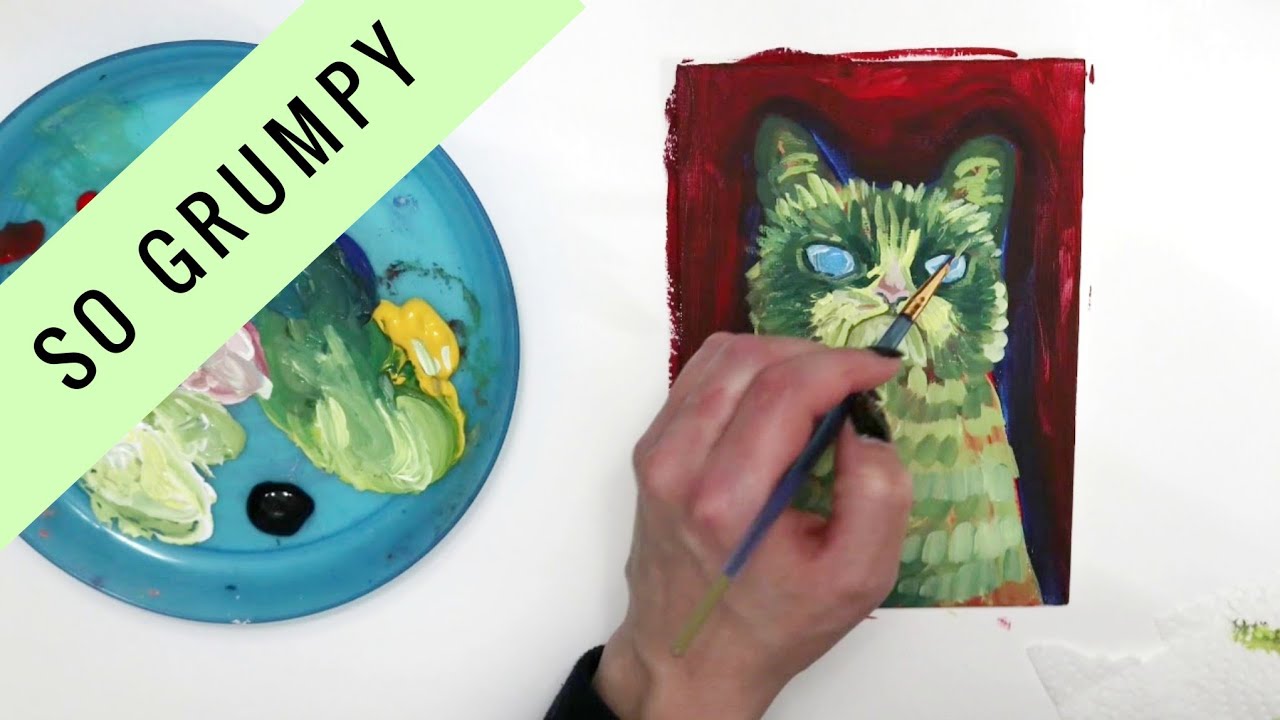 Grumpy Cat Meme | Time Lapse Acrylic Painting Speed Painting 