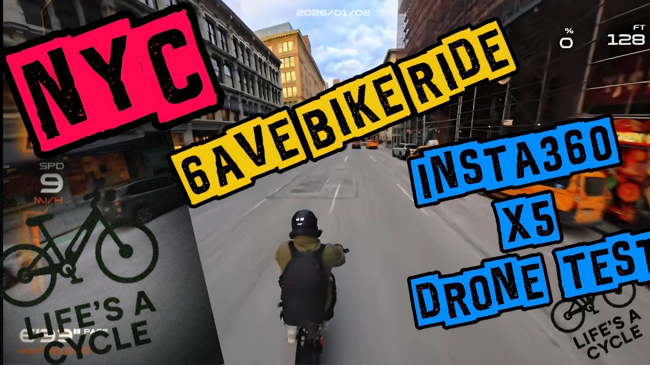 Drone-Style NYC Ride Test 🚲 | Insta360 X5 | Up 6th ave 18th St to Bryant Park → Central Park