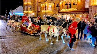 Reindeer Parade through Braemar to the Fife Arms in the Cairngorms, Scotland on Christmas eve 2024