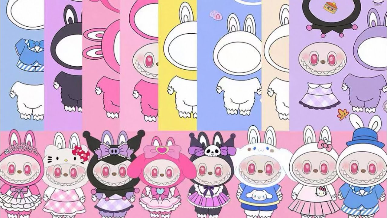 🌺 Sticker World | Labubu Stickers in Kuromi, Hello Kitty & My Melody Style 💖✨ | Cute Makeover ASMR